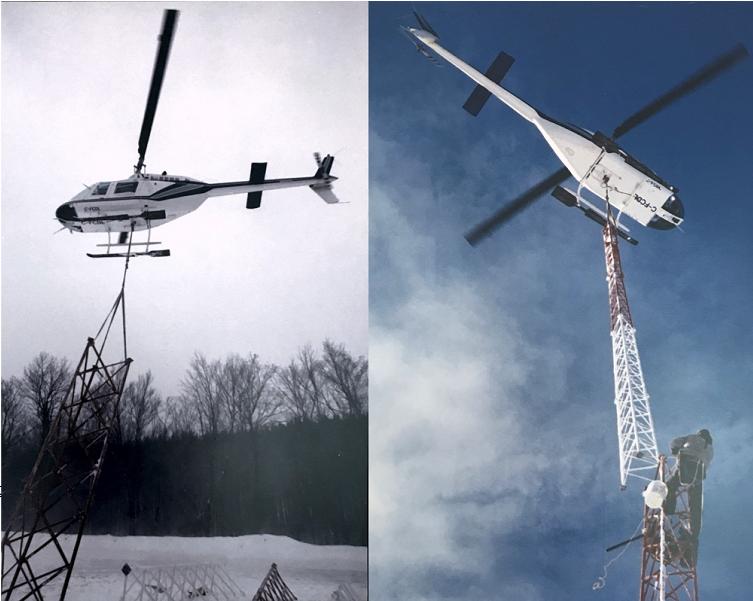 Helicopter Tower Installation, Quebec, Canada during the winter of 1997